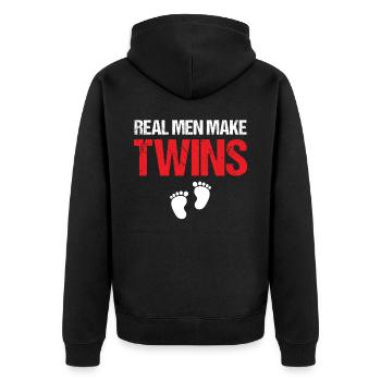 First Time Dad - Real Men Make Twins - Unisex Premium Organic Zip Hoodie - black - Back - Nico (187cm)