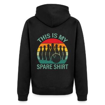 Bowling Smashing Pins - This Is My Spare - Unisex Premium Bio Zip Hoodie - Schwarz - Hinten - Nico (187cm)
