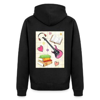 Downtown Girl Aesthetic Pattern Coquette Aesthetic - Unisex Premium Organic Zip Hoodie - black - Back - Nico (187cm)