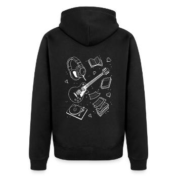 Downtown Girl Aesthetic Pattern Coquette Aesthetic - Unisex Premium Organic Zip Hoodie - black - Back - Nico (187cm)