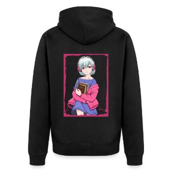 Downtown Girl Esthétique Anime Fille Coquette - Veste à capuche bio Premium Unisexe - noir - Dos - Nico (187cm)