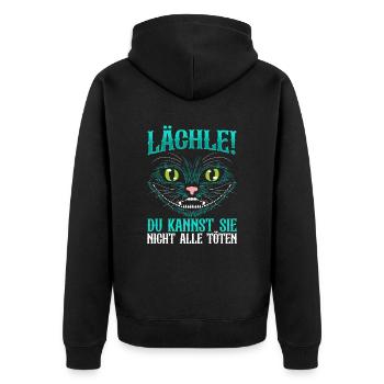 Lächle Du Kannst Sie Nicht Alle töten - Unisex Premium Bio Zip Hoodie - Schwarz - Hinten - Nico (187cm)