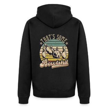 Thats some bowlshit für Kegler - Unisex Premium Bio Zip Hoodie - Schwarz - Hinten - Nico (187cm)