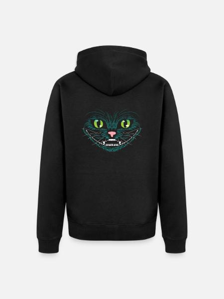 Grin Cat - Unisex Premium Organic Zip Hoodie - black