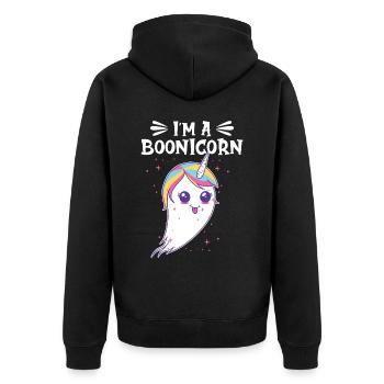 Halloween Einhorn Boonicorn Kostüm - Unisex Premium Bio Zip Hoodie - Schwarz - Hinten - Nico (187cm)