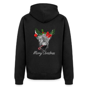 Joyeux Noël Bovins écossais des Highlands - Veste à capuche bio Premium Unisexe - noir - Dos - Nico (187cm)