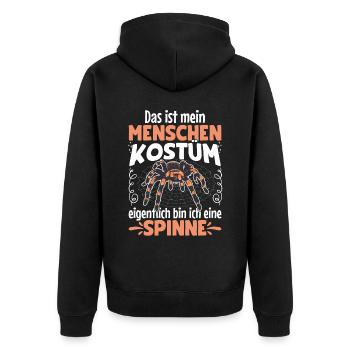 Das ist mein Menschen Kostüm Spinne Halloween - Unisex Premium Bio Zip Hoodie - Schwarz - Hinten - Nico (187cm)