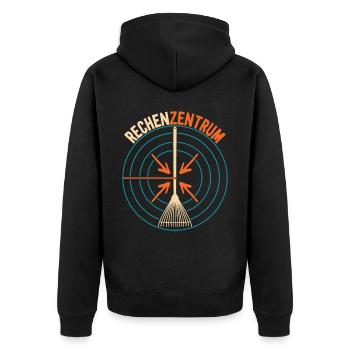 Rechenzentrum für Fachinformatiker und Gärtner - Unisex Premium Bio Zip Hoodie - Schwarz - Hinten - Nico (187cm)