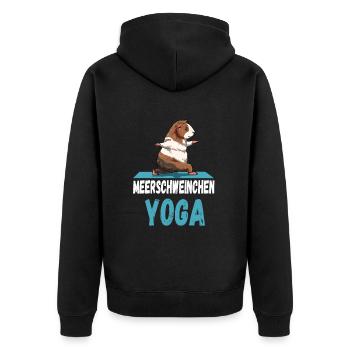 Yoga Meerscheinchen Yogaübung Stretching Dehnen - Unisex Premium Bio Zip Hoodie - Schwarz - Hinten - Nico (187cm)