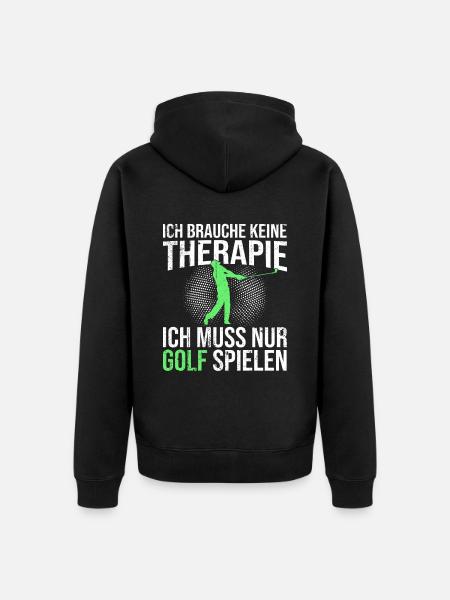 Golf Therapie Spruch - Unisex Premium Bio Zip Hoodie - Schwarz