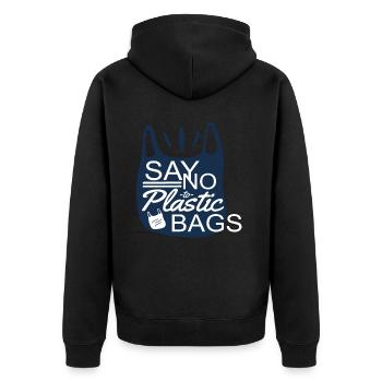 Say No To Plastic Bags Sea Protection Support - Unisex Premium Organic Zip Hoodie - black - Back - Nico (187cm)