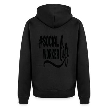 Social Worker Ol Hashtag Life Social Work Quotes - Unisex Premium Organic Zip Hoodie - black - Back - Nico (187cm)