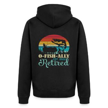 O Fish Ally Rentner Zitate - Unisex Premium Bio Zip Hoodie - Schwarz - Hinten - Nico (187cm)