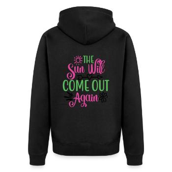 The Sun Will Come Again Mental Health - Unisex Premium Organic Zip Hoodie - black - Back - Nico (187cm)