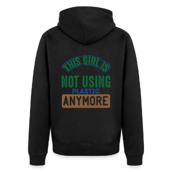 Dieses Mädchen benutzt kein Plastik mehr Meer - Unisex Premium Bio Zip Hoodie - Schwarz - Hinten - Nico (187cm)