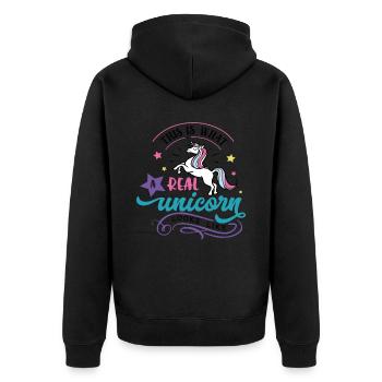 This Is What Real Unicorns Look Like Coloured - Unisex Premium Organic Zip Hoodie - black - Back - Nico (187cm)