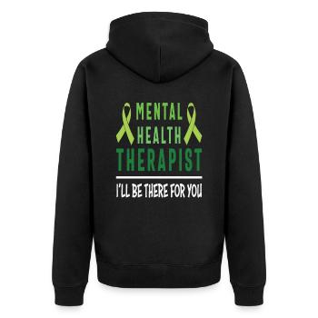 Psychiater Ich werde für Sie da sein - Unisex Premium Bio Zip Hoodie - Schwarz - Hinten - Nico (187cm)
