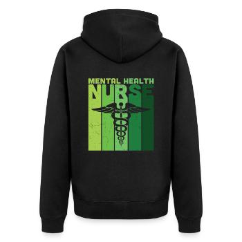 Mental Health Nurse - Unisex Premium Organic Zip Hoodie - black - Back - Nico (187cm)