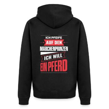 Ich pfeife auf den Märchenprinzen - Unisex Premium Bio Zip Hoodie - Schwarz - Hinten - Nico (187cm)