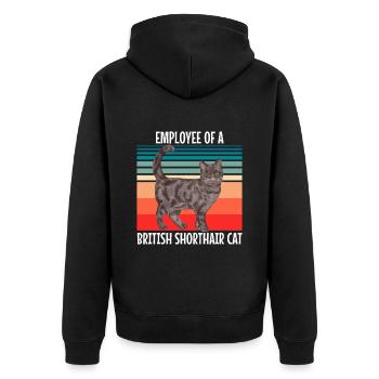 Employé d’un chat britannique à poil court - Veste à capuche bio Premium Unisexe - noir - Dos - Nico (187cm)