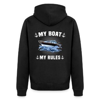 Captain My Boat My Rules Kapitän - Unisex Premium Organic Zip Hoodie - black - Back - Nico (187cm)