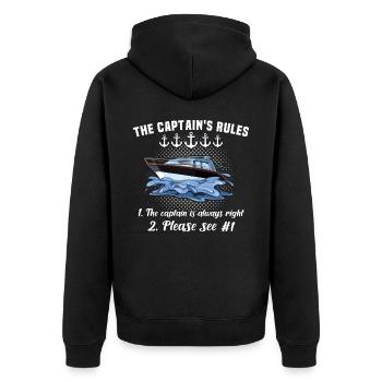 Captain My Boat My Rules Kapitän - Unisex Premium Organic Zip Hoodie - black - Back - Nico (187cm)