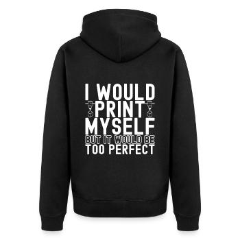 3 D Drucken - Unisex Premium Bio Zip Hoodie - Schwarz - Hinten - Nico (187cm)