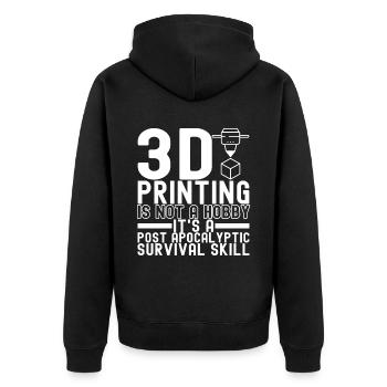 3 D Drucken - Unisex Premium Bio Zip Hoodie - Schwarz - Hinten - Nico (187cm)