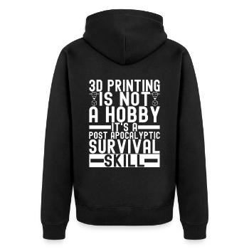 3 D Drucken - Unisex Premium Bio Zip Hoodie - Schwarz - Hinten - Nico (187cm)