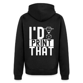 3 D Drucken - Unisex Premium Bio Zip Hoodie - Schwarz - Hinten - Nico (187cm)