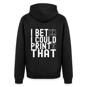 3 D Drucken - Unisex Premium Bio Zip Hoodie - Schwarz - Hinten - Nico (187cm)