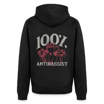 Punk Rock Anti-racism, against racism - Unisex Premium Organic Zip Hoodie - black - Back - Nico (187cm)