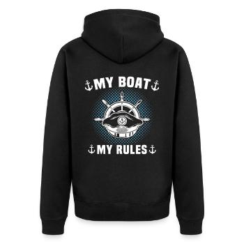 Captain My Boat My Rules Kapitän - Unisex Premium Organic Zip Hoodie - black - Back - Nico (187cm)
