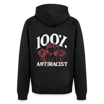 Punk Rock Anti-racism, against racism - Unisex Premium Organic Zip Hoodie - black - Back - Nico (187cm)