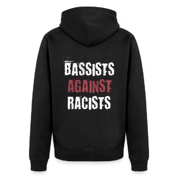 Gitarristen gegen Rassisten Punk Antirassismus - Unisex Premium Bio Zip Hoodie - Schwarz - Hinten - Nico (187cm)