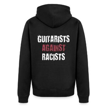 Gitarristen gegen Rassisten Punk Antirassismus - Unisex Premium Bio Zip Hoodie - Schwarz - Hinten - Nico (187cm)