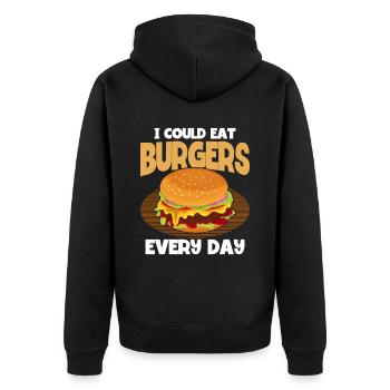 Hamburger Cheesburger Fast Food Burger - Unisex Premium Bio Zip Hoodie - Schwarz - Hinten - Nico (187cm)