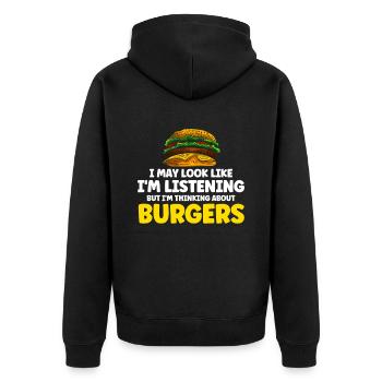 Hamburger Cheesburger Fast Food Burger - Unisex Premium Bio Zip Hoodie - Schwarz - Hinten - Nico (187cm)