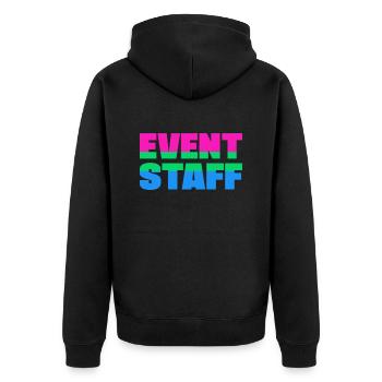 Event Staff Shirt Party Crew Uniform Pride Lgbt - Unisex Premium Organic Zip Hoodie - black - Back - Nico (187cm)