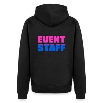 Event Staff Shirt Party Crew Uniform Pride Lgbt - Unisex Premium Organic Zip Hoodie - black - Back - Nico (187cm)