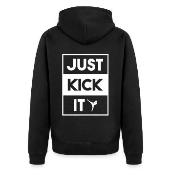 Kickboxer Martial Arts Kickboxing Kickboxen - Unisex Premium Bio Zip Hoodie - Schwarz - Hinten - Nico (187cm)