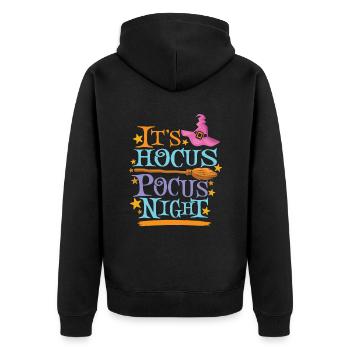 Its Hocus Pokus Night Halloween - Unisex Premium Bio Zip Hoodie - Schwarz - Hinten - Nico (187cm)