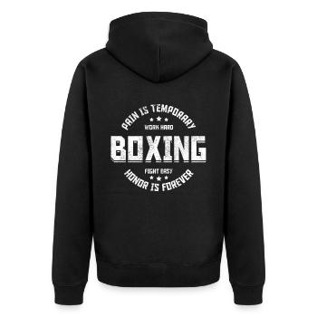 Boxen Martial Arts Boxing Box Club Boxer - Unisex Premium Bio Zip Hoodie - Schwarz - Hinten - Nico (187cm)
