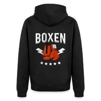 Boxen Martial Arts Boxing Box Club Boxer - Unisex Premium Bio Zip Hoodie - Schwarz - Hinten - Nico (187cm)