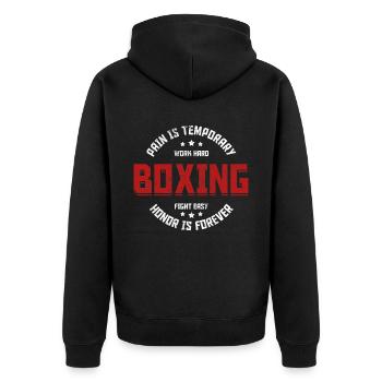 Boxen Martial Arts Boxing Box Club Boxer - Unisex Premium Bio Zip Hoodie - Schwarz - Hinten - Nico (187cm)