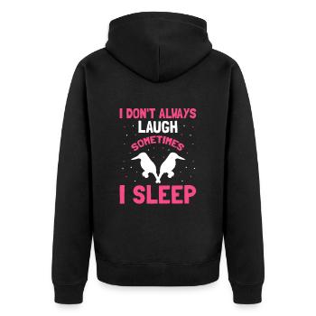 Kookaburra Design und Lachender Vogel - Unisex Premium Bio Zip Hoodie - Schwarz - Hinten - Nico (187cm)