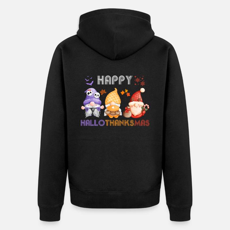 Joyeux HaloThanksMas, Halloween, Thanksgiving, - Veste à capuche bio Premium Unisexe - noir