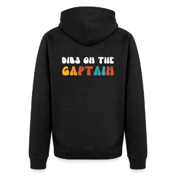 Retro Groovy Dibs On The Captain, lustige Kapitäne - Unisex Premium Bio Zip Hoodie - Schwarz - Hinten - Nico (187cm)