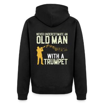 Trumpet Player Dad Father Retired - Unisex Premium Bio Zip Hoodie - Schwarz - Hinten - Nico (187cm)