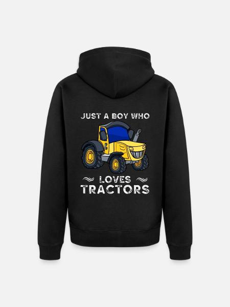 Just a boy who loves tractors - Unisex Premium Organic Zip Hoodie - black